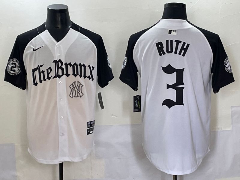 Men 2025 New York Yankees 3 Ruth White black Five generations Joint Name Nike MLB Jersey style 60